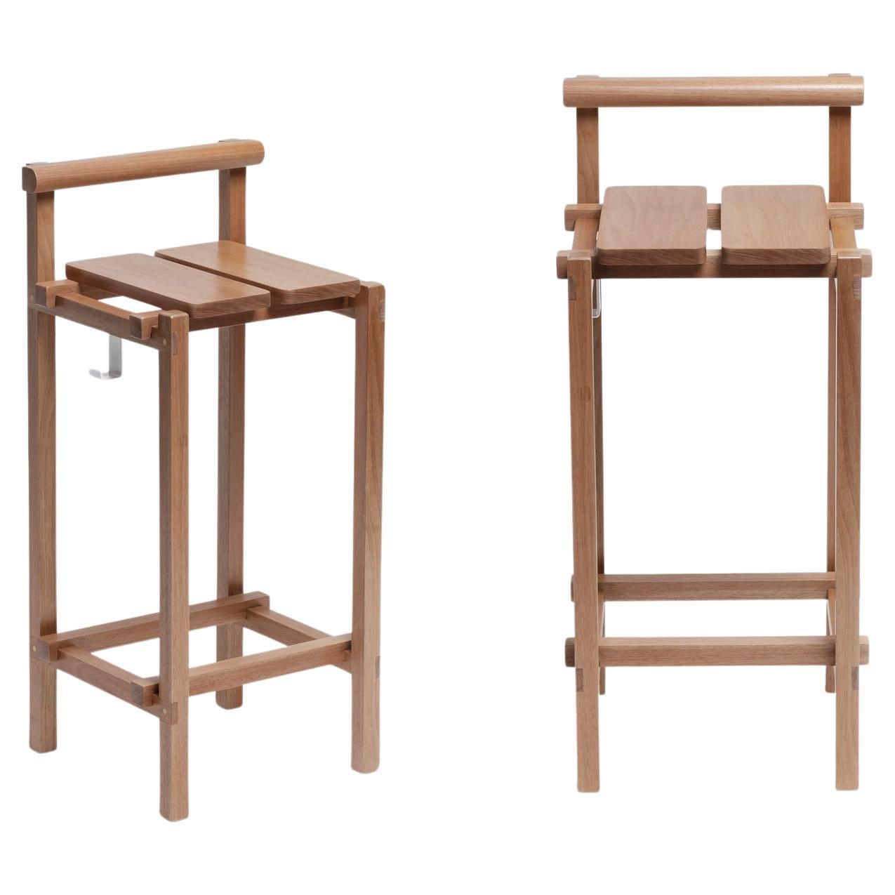 Set of 2 M Stools, Contemporary Handcrafted Stools in Hardwood For Sale