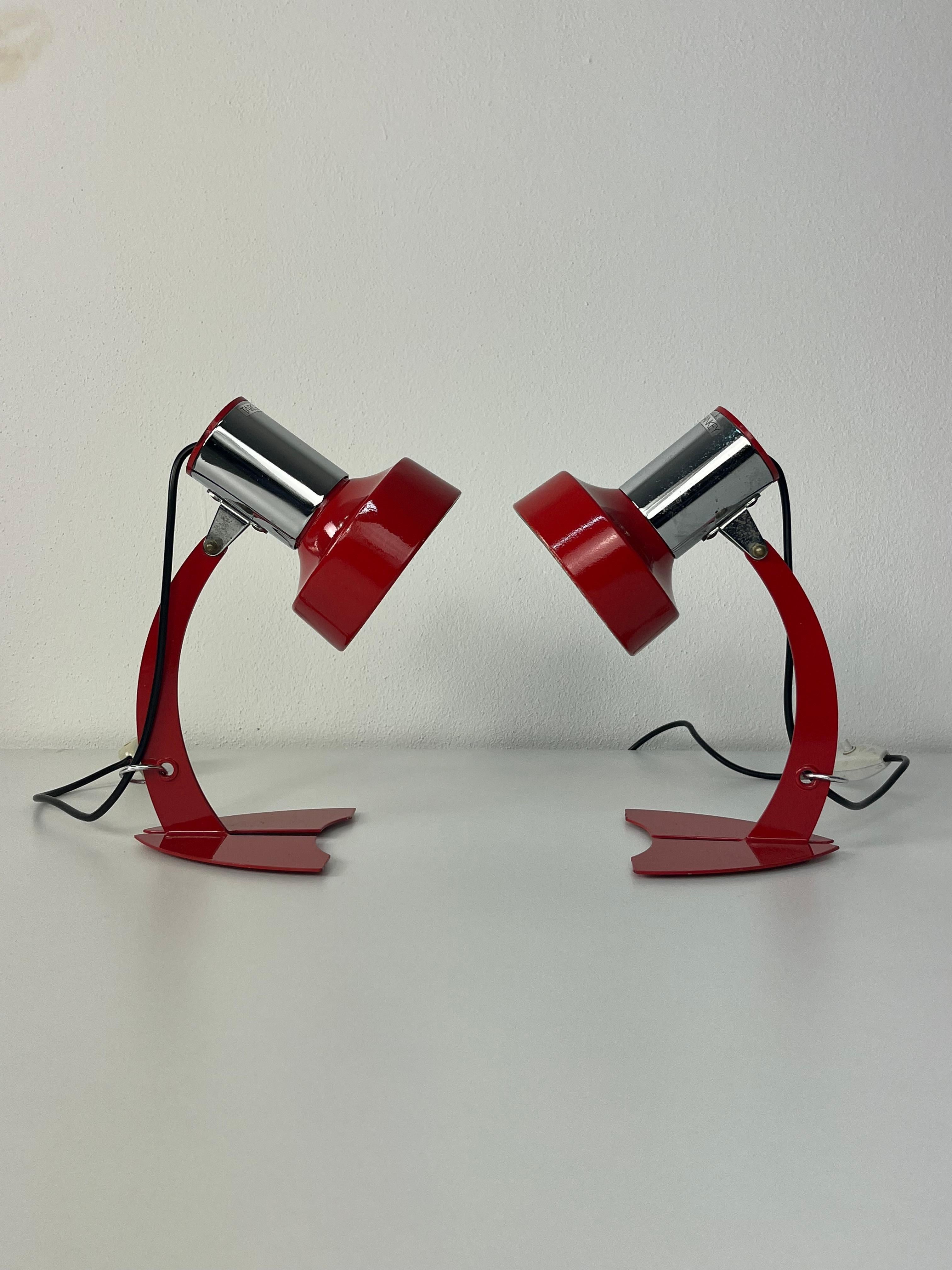 Late 20th Century Set of 2 Made in Italy Bedside Lamps Targetti Sankey, 1970s For Sale