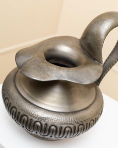 Set of 2 Made of Tin Jug, Vase & Plate Mazzuco Artigianale Made In Italy, 1940s