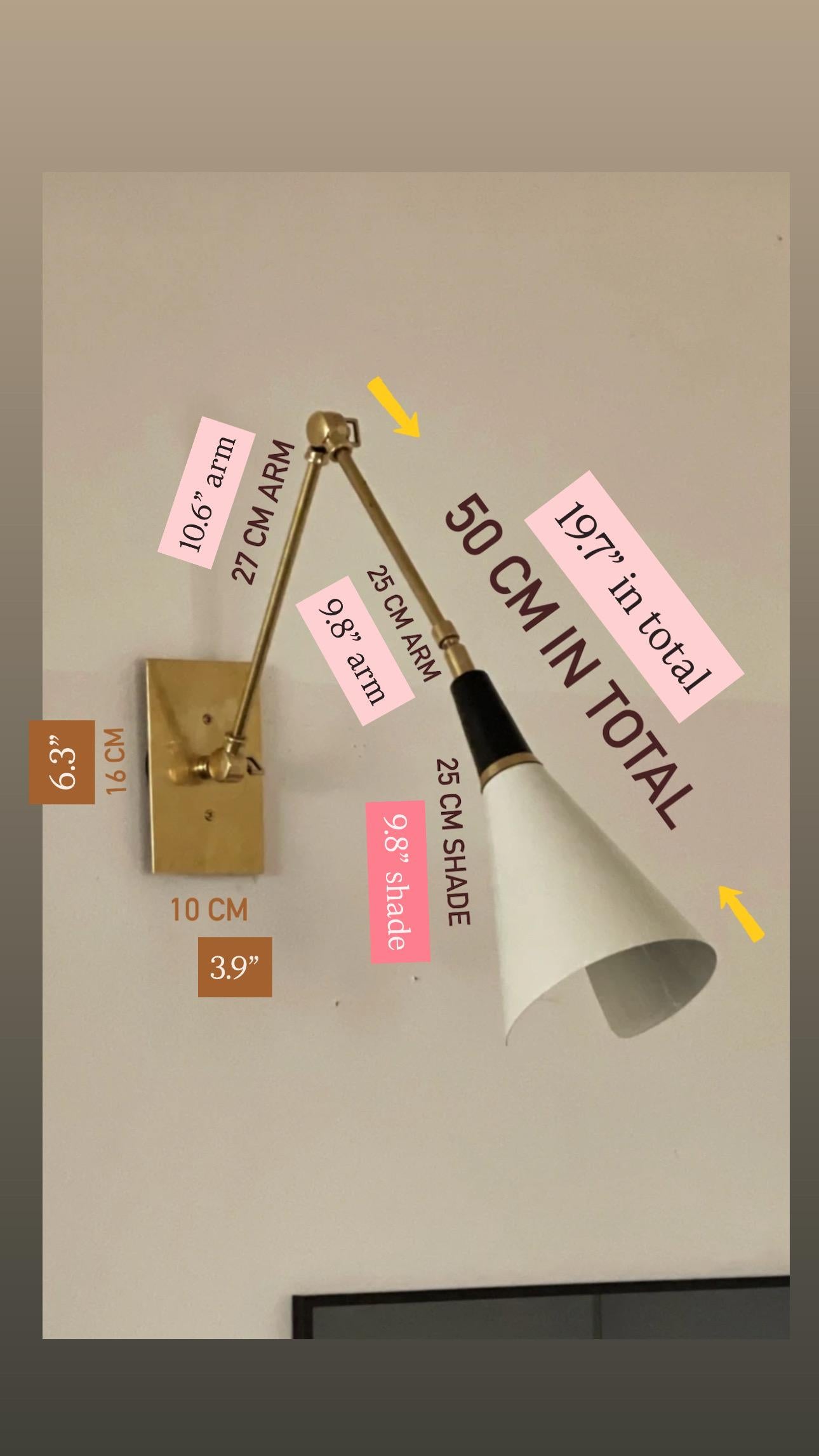 Set di 2 lampade da parete per cucina Magari in stile Stilnovo in bronzo, bianco e ottone in vendita 4