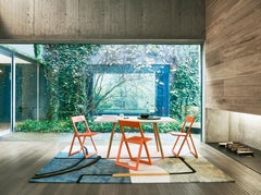 Set of 2 Magis Aviva Folding Chairs by Marc Berthier in Coral Red Stained Beech