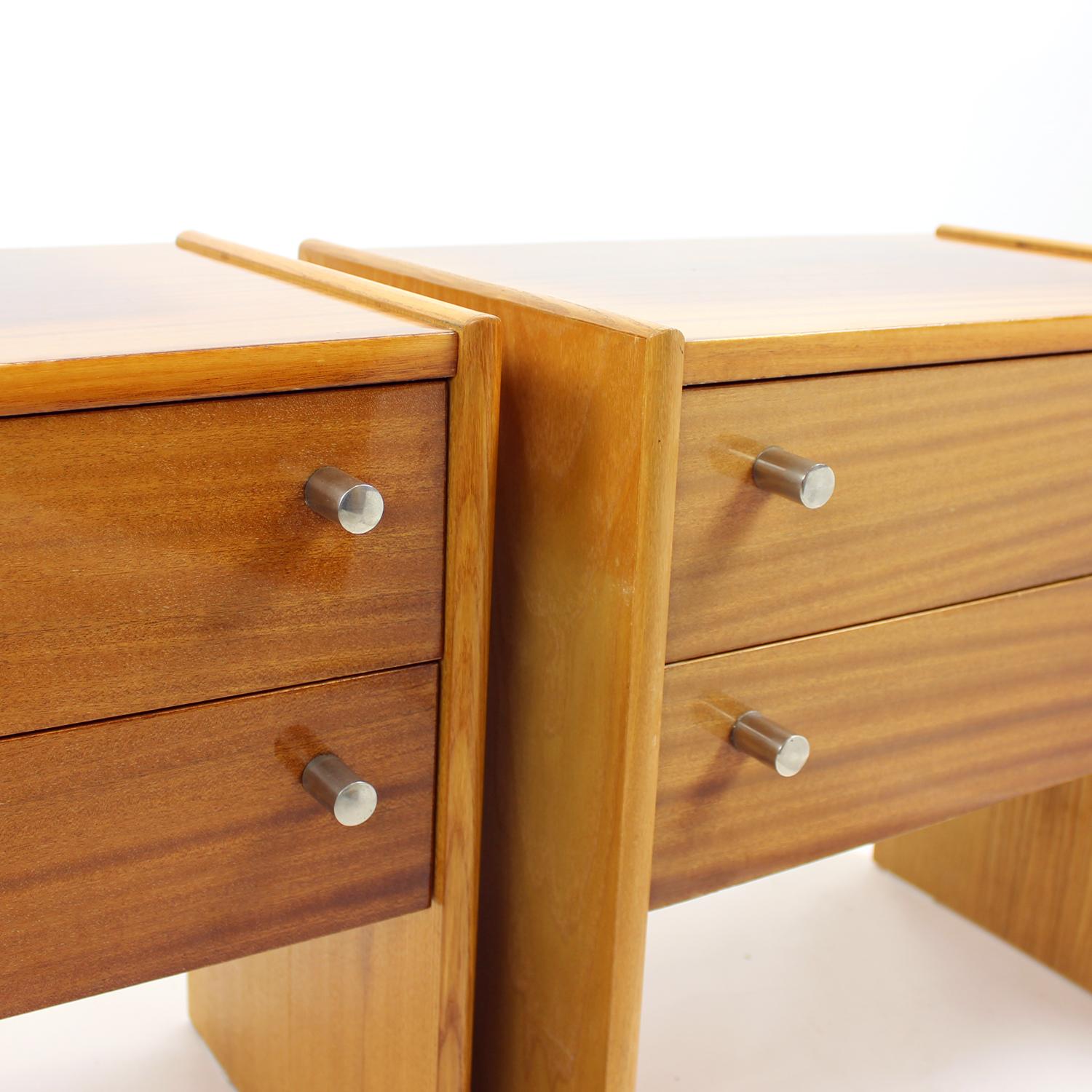 Set Of 2 Mahogany Bedside Tables By Up Zavody, Czechoslovakia 1970s For Sale 6