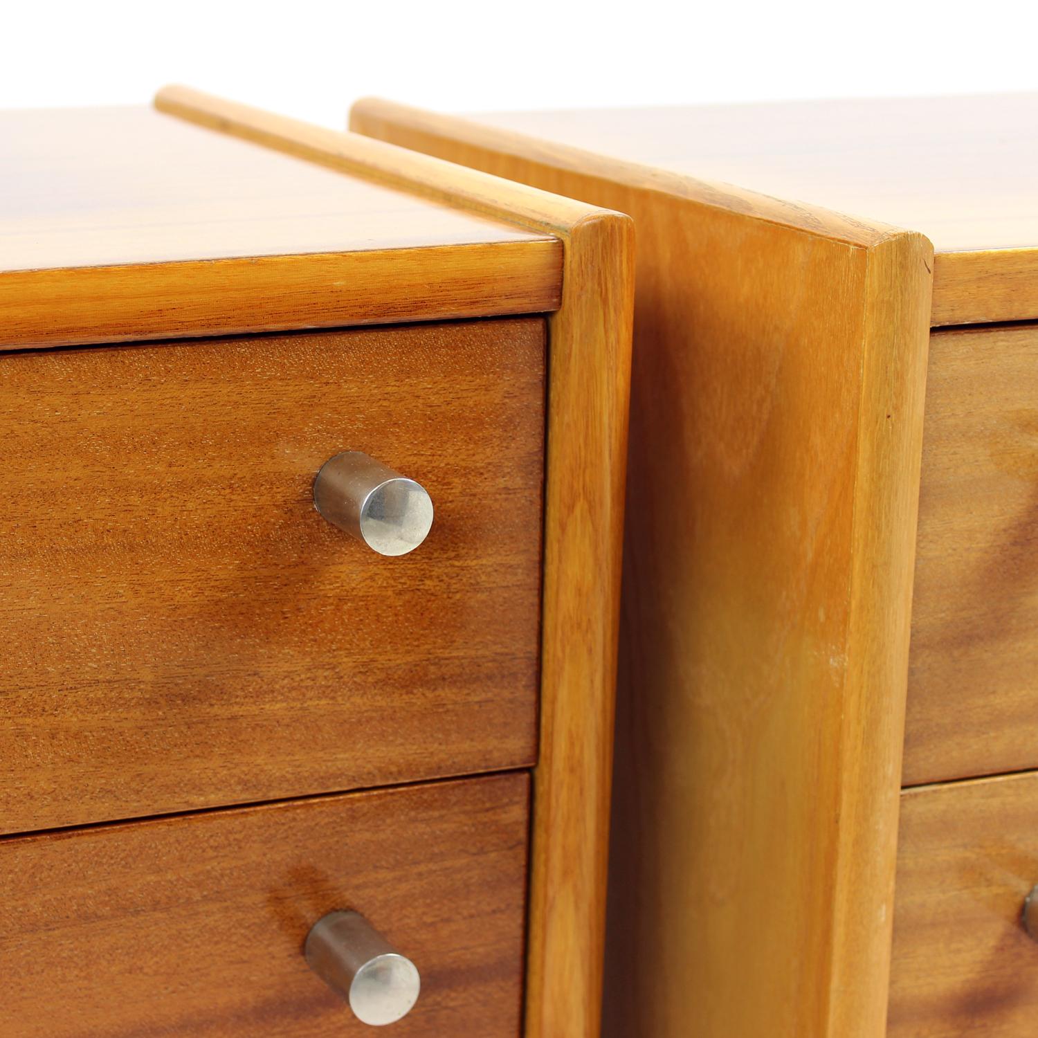 Set Of 2 Mahogany Bedside Tables By Up Zavody, Czechoslovakia 1970s For Sale 7