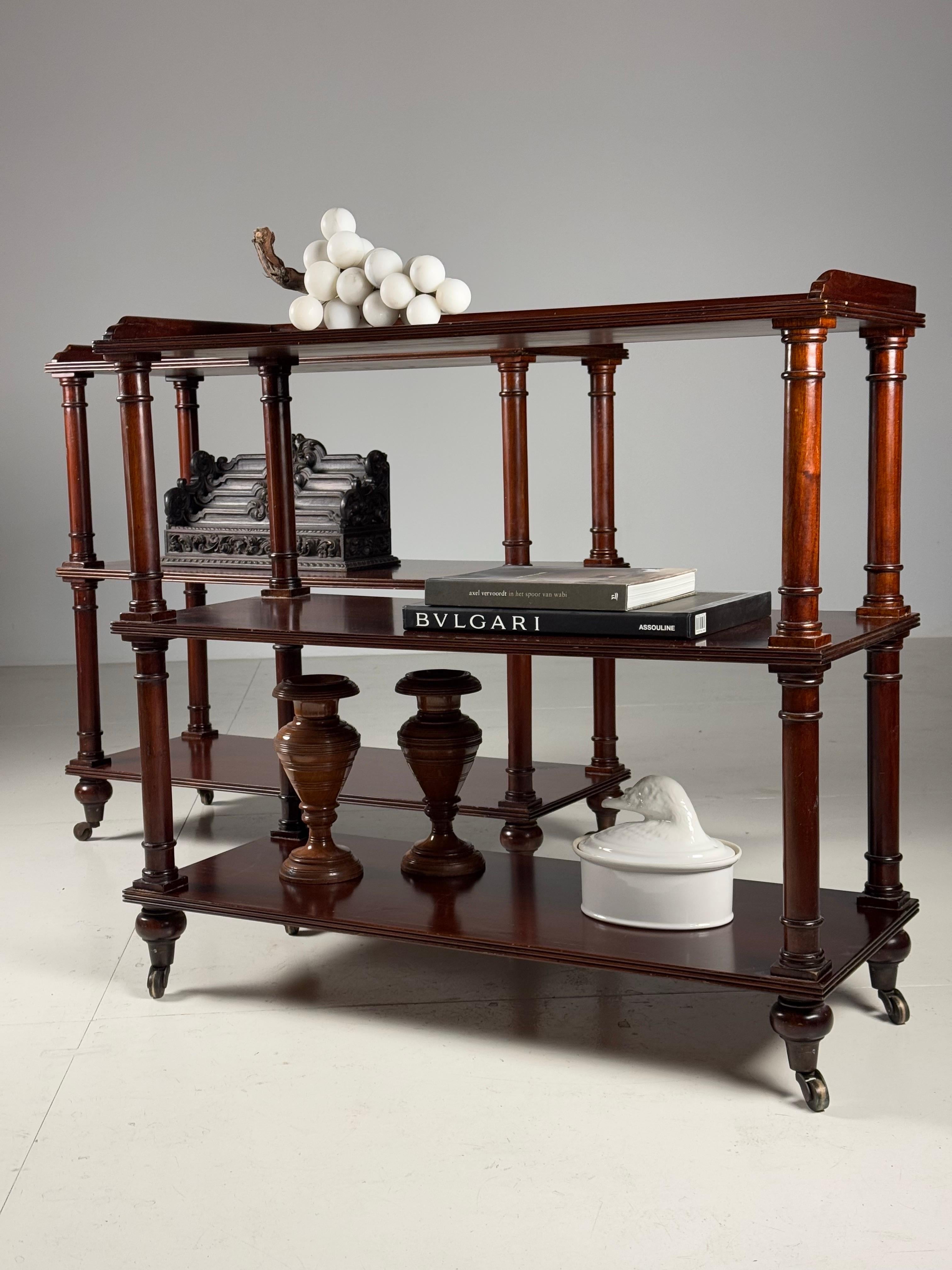 20th Century set of 2 mahogany etagères