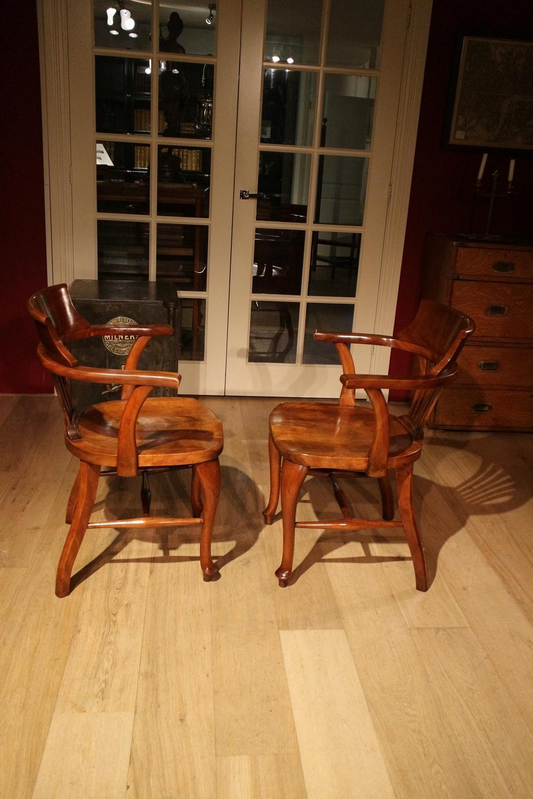 Early 20th Century Set of 2 Mahogany Office Chairs