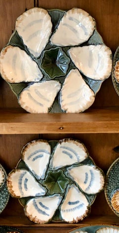 Set of 2 Majolica Oyster Plate circa 1900