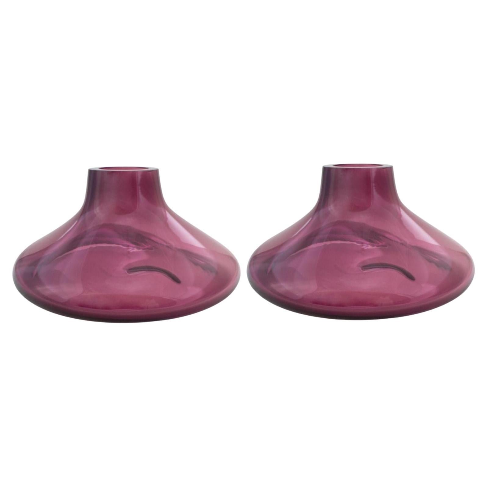Set of 2 Makemake Purple Iridescent L Vase + Bowl by Eloa For Sale