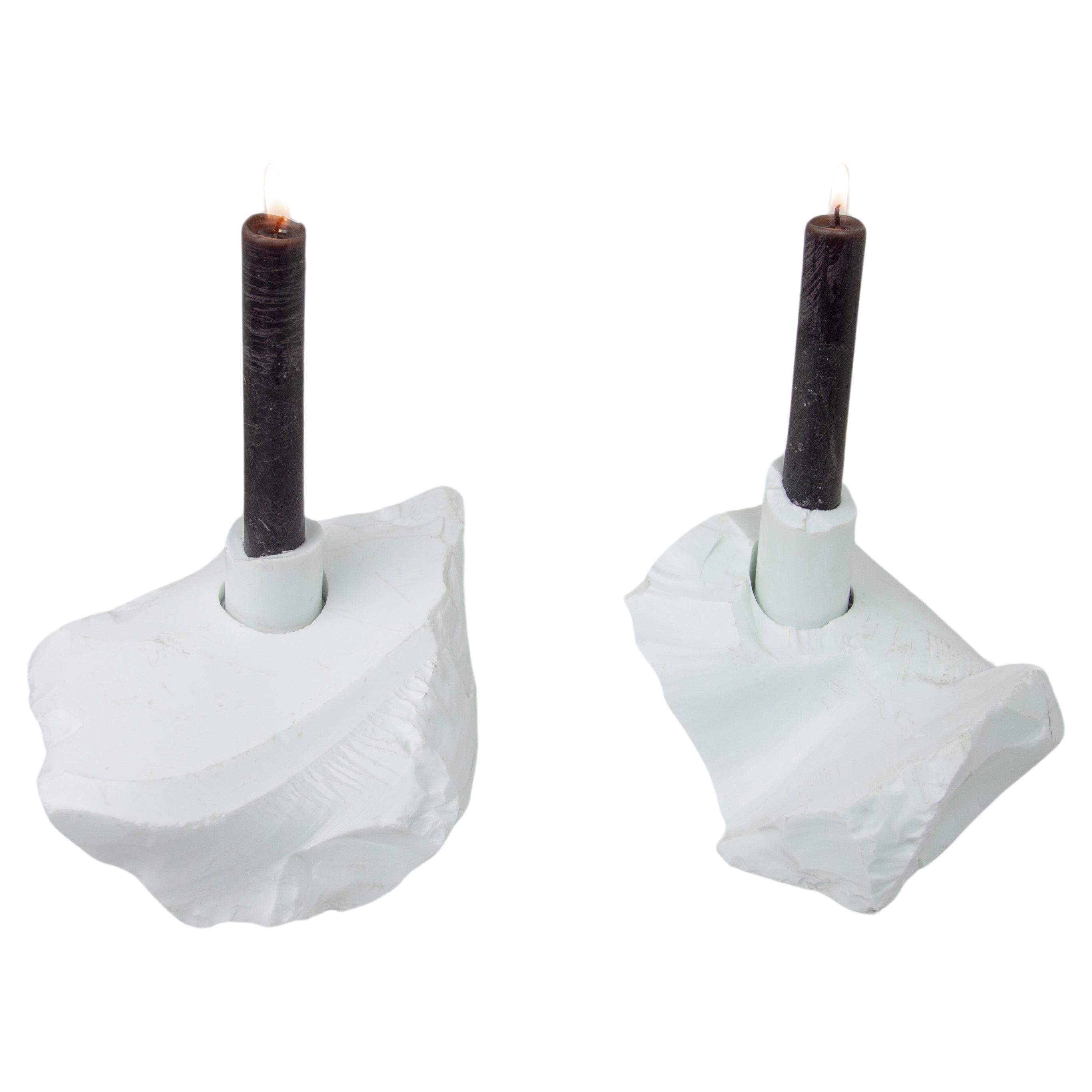 Set di 2 candelabri Abra in porcellanite artificiale di Studio A in vendita