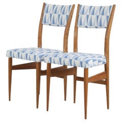 Vintage Set of 2 Maple Chairs with Upholstery Fabric "Gio Ponti", Italy, 1950s