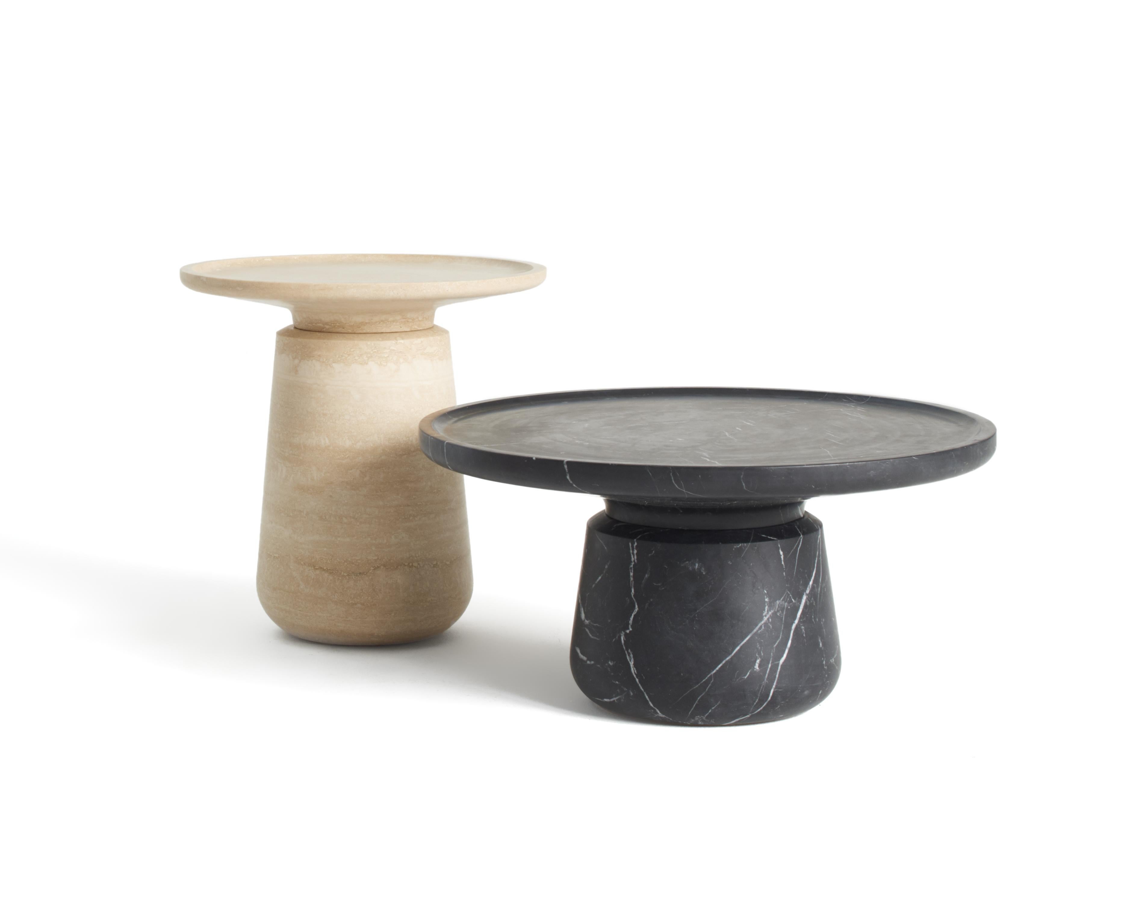 Set of 2 marble Altana side table by Ivan Colominas
Dimensions: 29.4 x 75 x 36, 23 x 54 x 54
Materials: Nero Marquinia, Travertino

Ivan Colominas studied Industrial Design at the UCH-CEU in Valencia, where he also attained a Master’s of