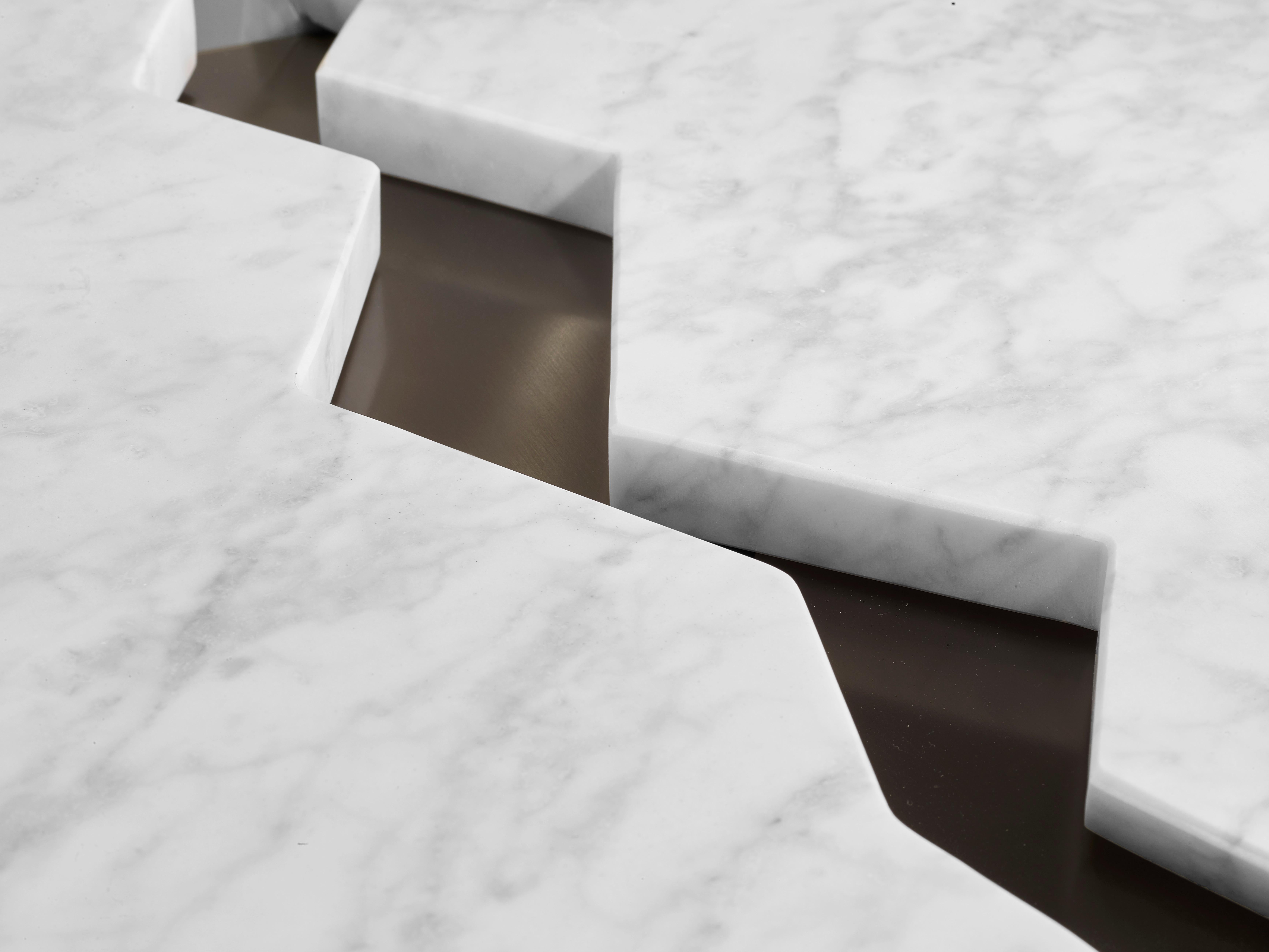 Italian Set Of 2 Marble Crepa Coffee Tables by Atelier Terrai For Sale