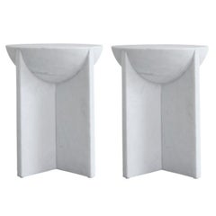 Set de 2 Mesas Auxiliares / Taburetes Cruz de Mármol by 101 Copenhagen