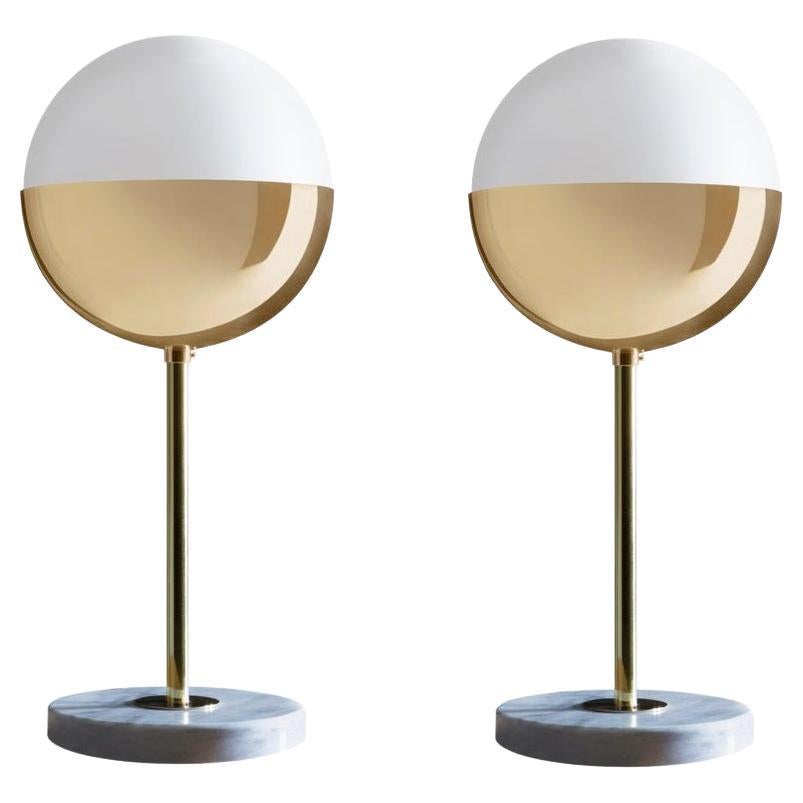 Set of 2 Marble Table Lamp 01 by Magic Circus Editions For Sale