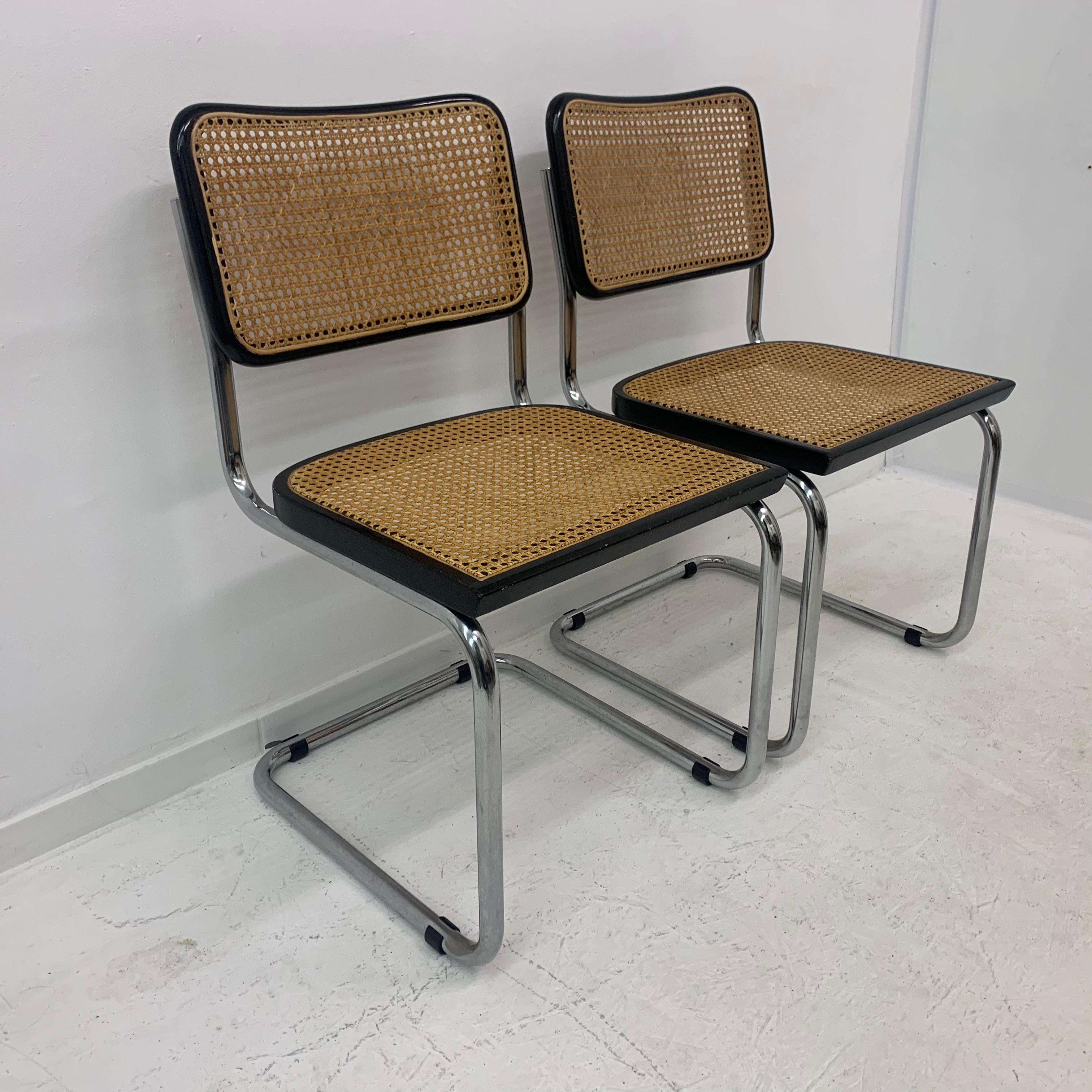 Fin du 20e siècle Lot de 2 chaises de salle à manger Marcel Breuer Cesca, années 1970 en vente