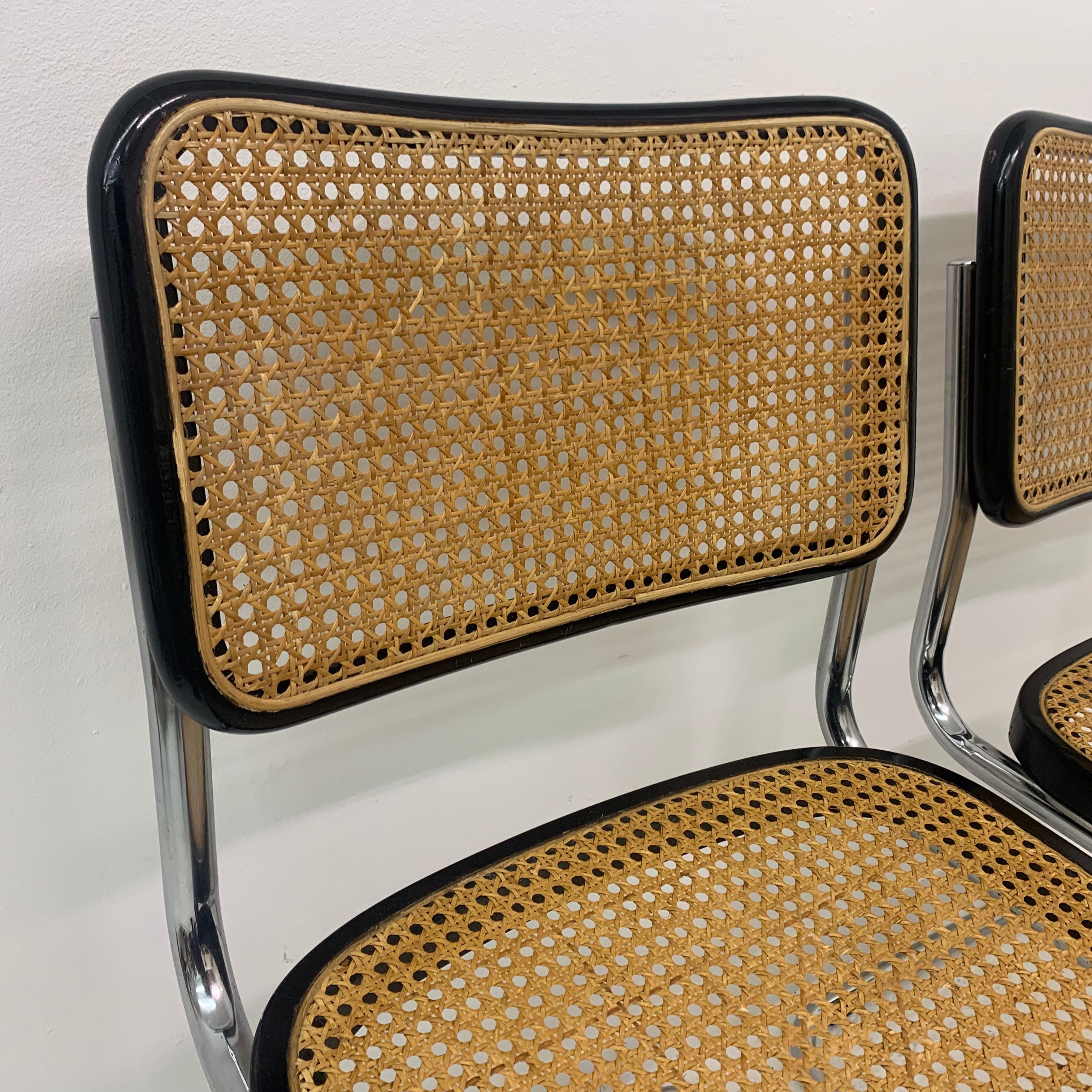 Metal Set of 2 Marcel Breuer Cesca dining chair , 1970’s For Sale