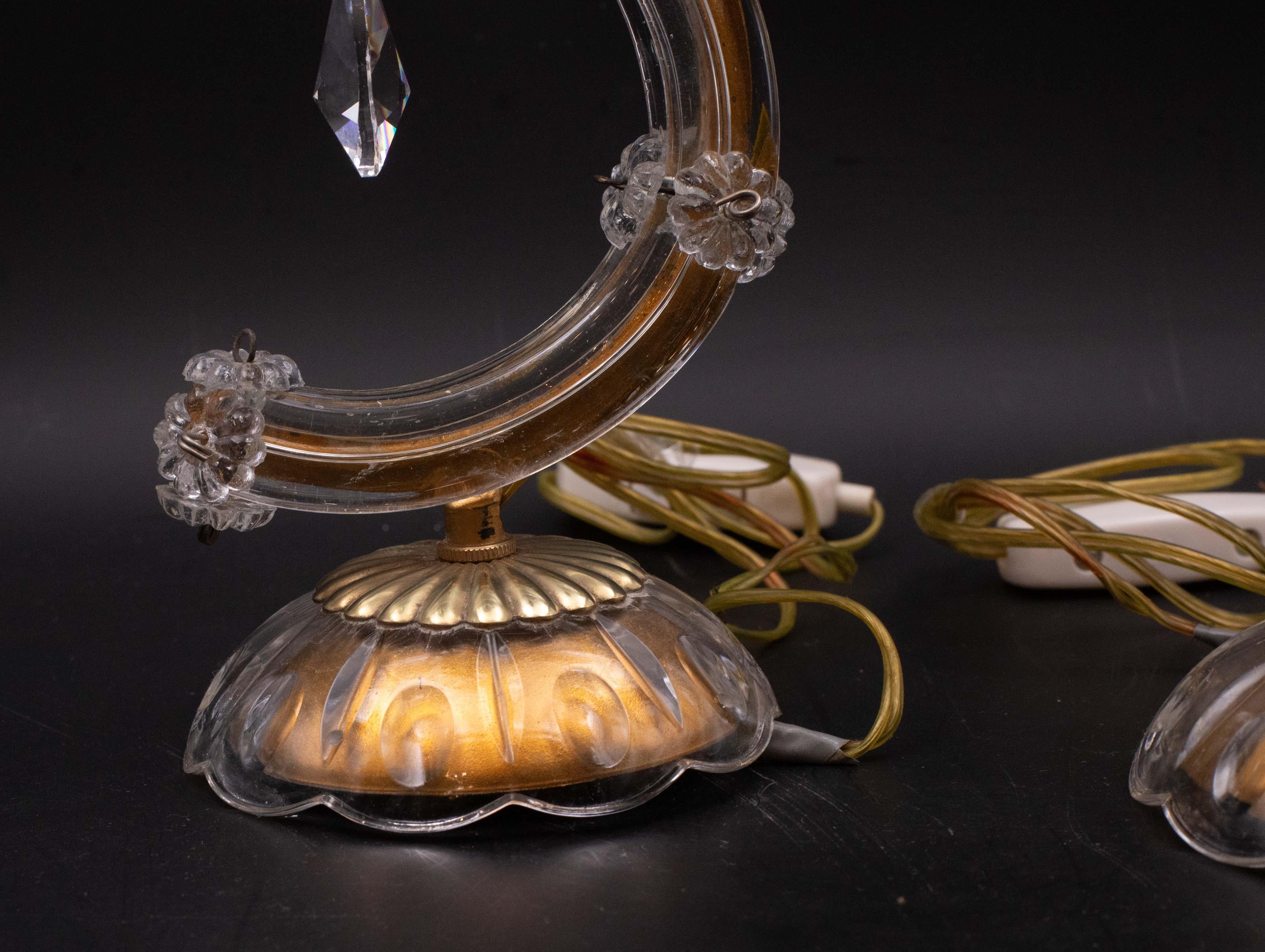 Verre de Murano Ensemble de 2 lampes de table en cristal de style Marie-Thérèse en vente