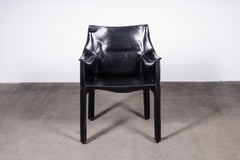 Set of 2 Mario Bellini CAB 414 Chairs in Black Leather for Cassina