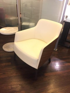 Set of 2 Quinti Marlene White Genuine Leather Lounge Chairs