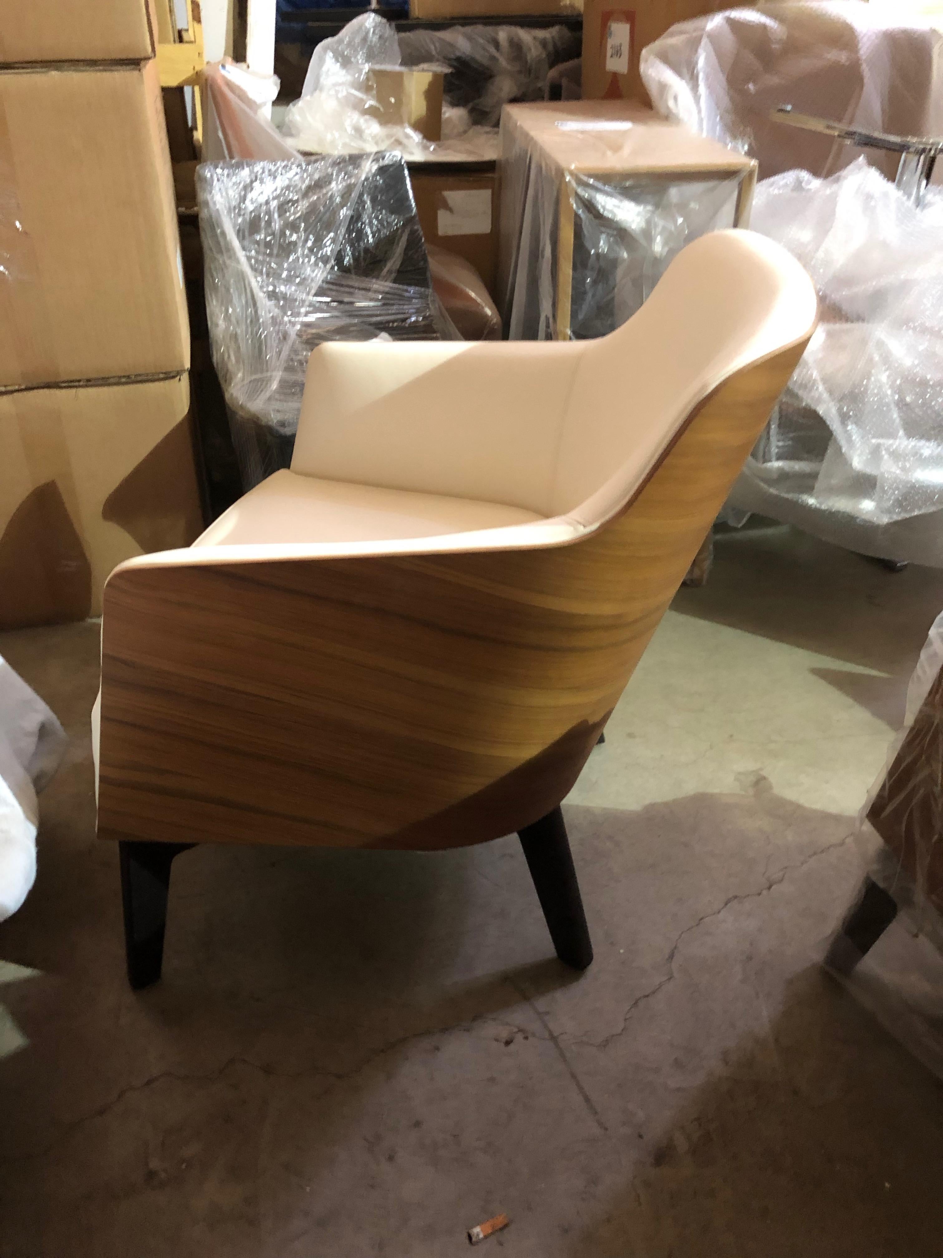 Set of 2 Quinti Marlene White Genuine Leather Lounge Chairs 2
