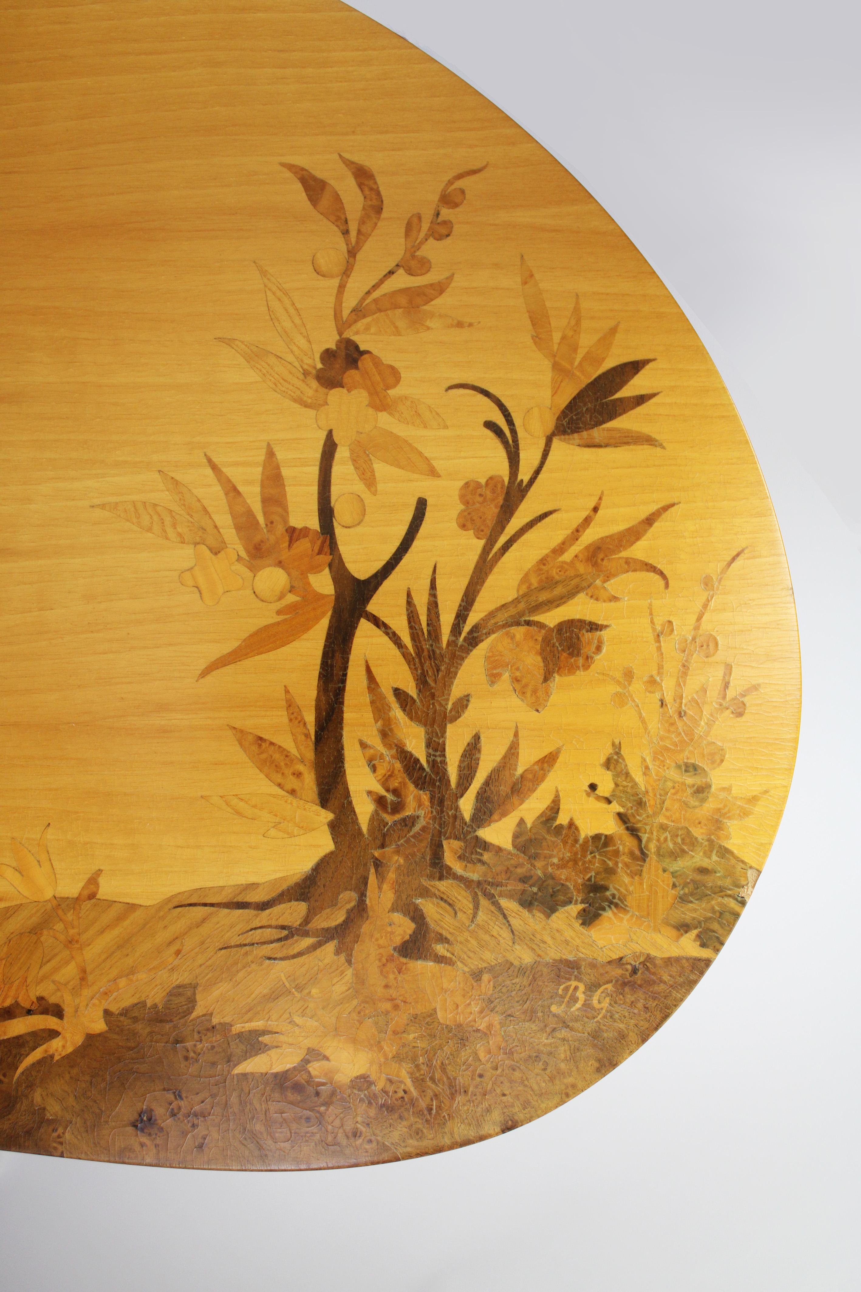 Set of 2 Marquetry Kidney shaped coffee Tables Buchschmid & Gretaux Germany 1950 For Sale 6