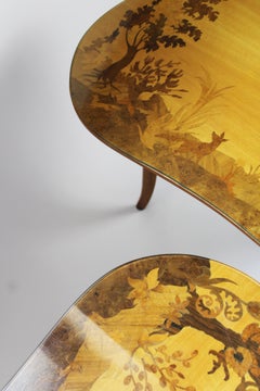 Set of 2 Marquetry Kidney shaped coffee Tables Buchschmid & Gretaux Germany 1950