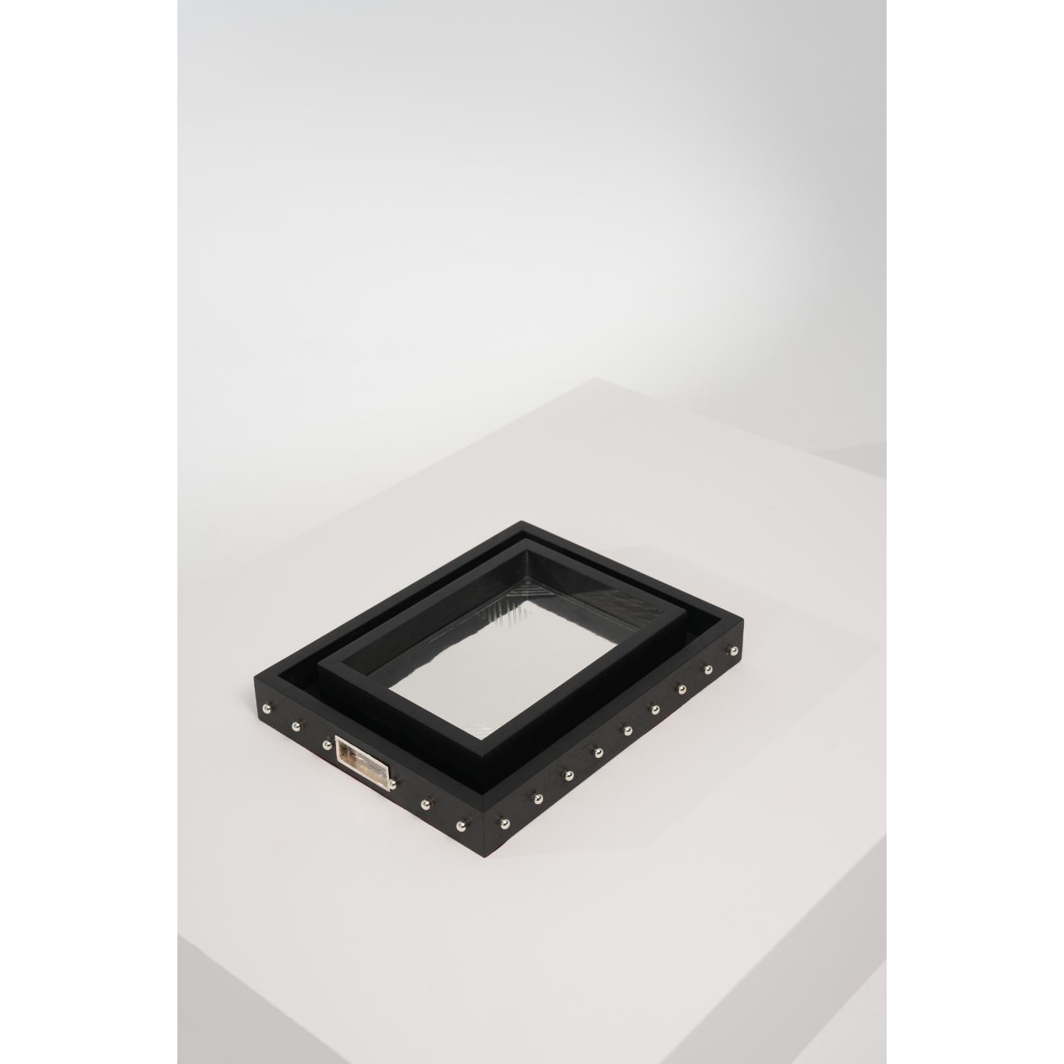 Turco Set di 2 vassoi Marri in ottone placcato argento e impiallacciatura in Oak Oak di Marau in vendita