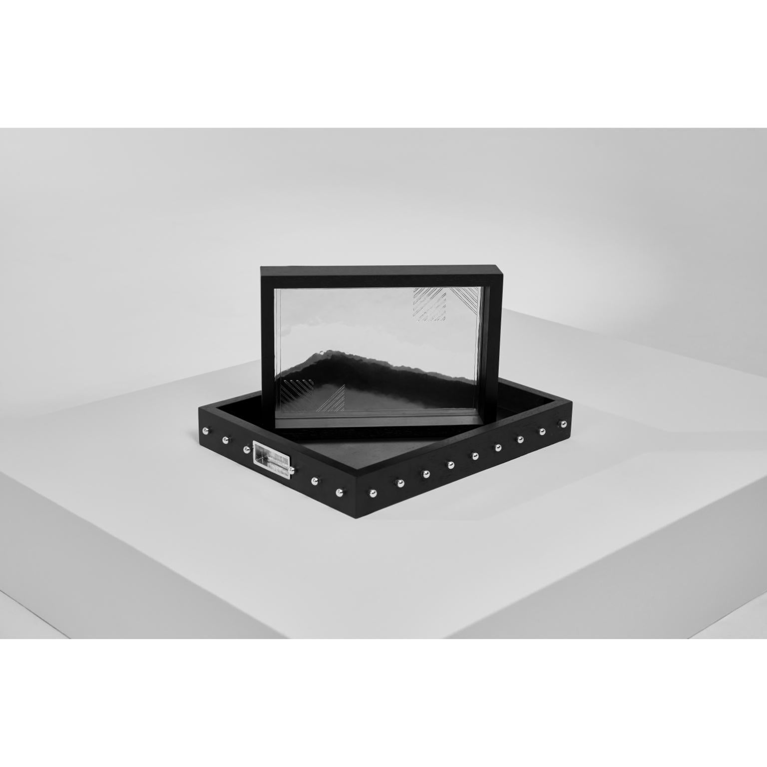 Altro Set di 2 vassoi Marri in ottone placcato argento e impiallacciatura in Oak Oak di Marau in vendita