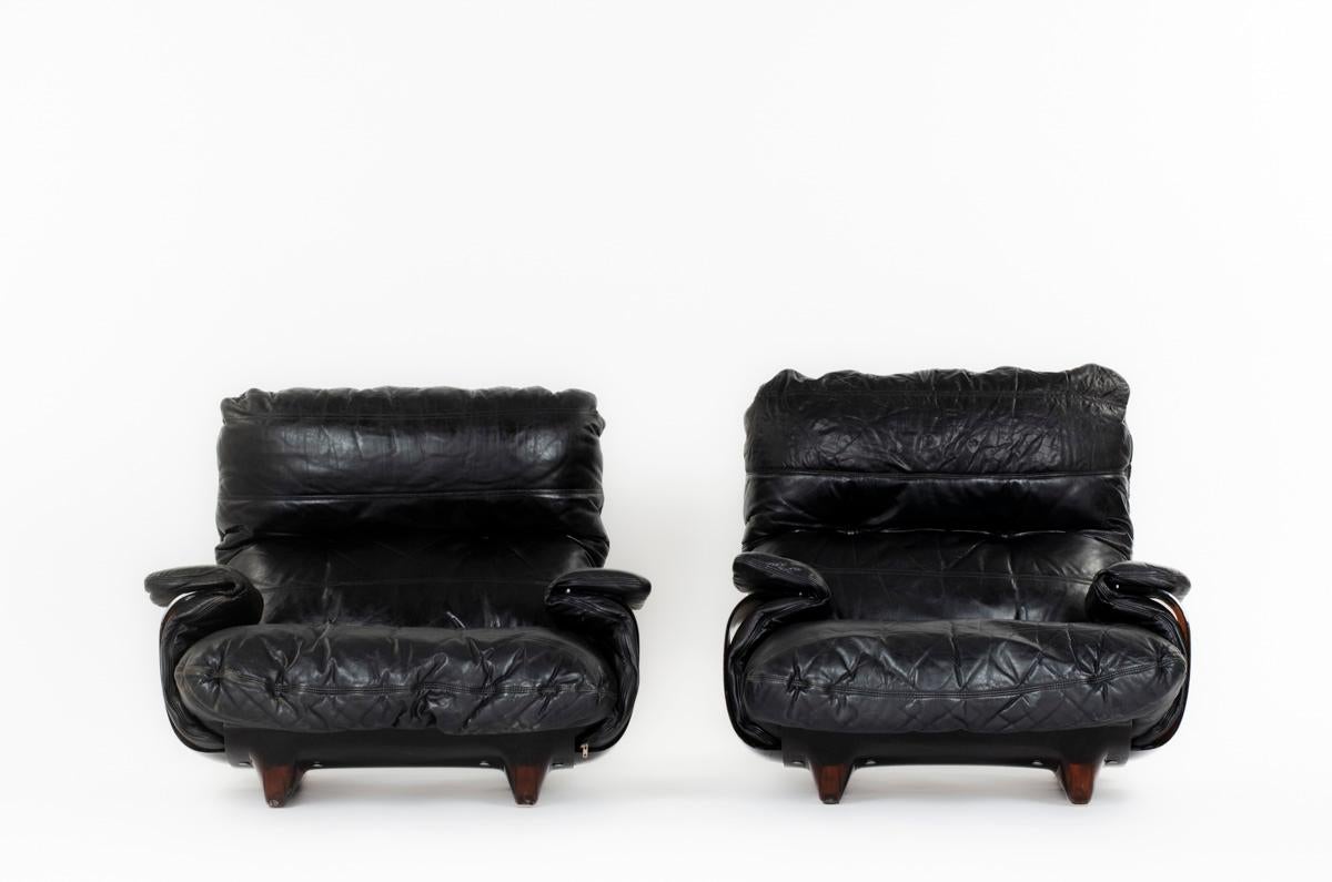 French Set of 2 Marsala armchairs by Michel Ducaroy for Ligne Roset, 1970 For Sale