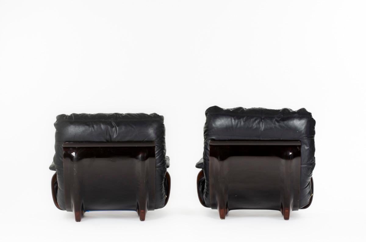 Set of 2 Marsala armchairs by Michel Ducaroy for Ligne Roset, 1970 In Good Condition For Sale In JASSANS-RIOTTIER, FR