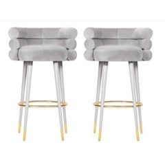 Set of 2 Marshmallow Bar Stools, Royal Stranger
