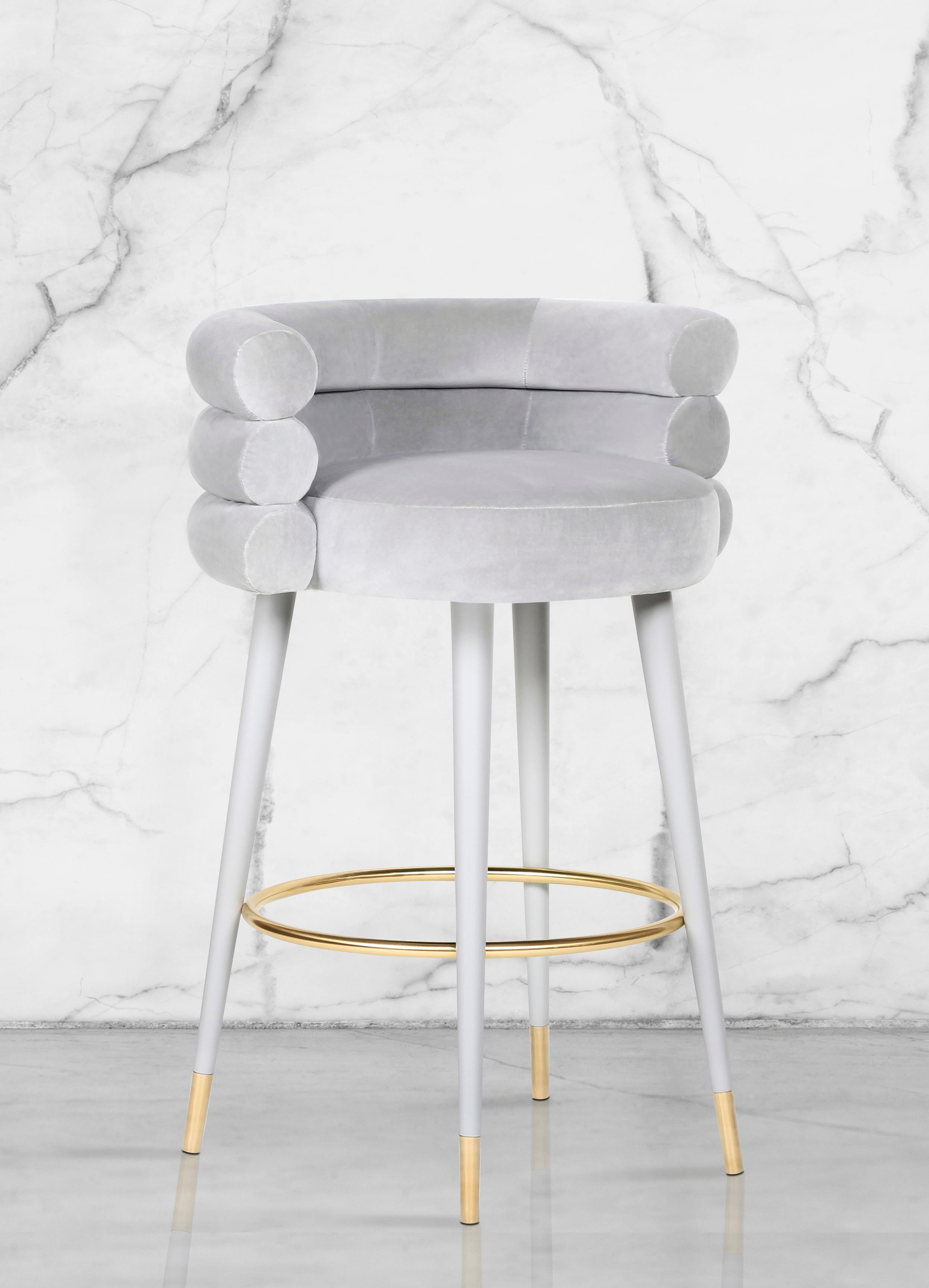 Contemporary Set of 2 Marshmallow Bar Stools, Royal Stranger For Sale