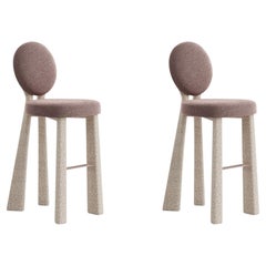 Set of 2 Mary II Bar Chair Upholstered Legs Dedar Made in Portugal by Ottiu