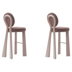 Set of 2 Mary II Bar Chair Wood or Lacquered Dedar Made in Portugal by Ottiu