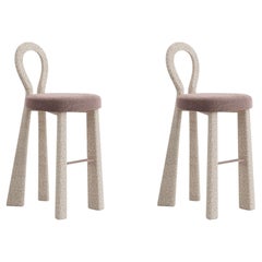 Lot de 2 pieds rembourrés pour chaises de bar « Mary III » Dedar, fabriqués au Portugal par Ottiu