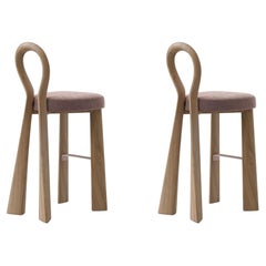 Lot de 2 chaises de bar Mary III en bois ou laquées, marque Dedar, fabriquées au Portugal par Ottiu