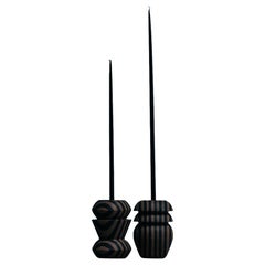 Set of 2 Matek Stria Candleholders in Recycled Composite by Project Materia
