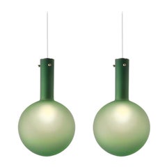 Set of 2 Matte Green Sphaerae Pendant Lights by Dechem Studio