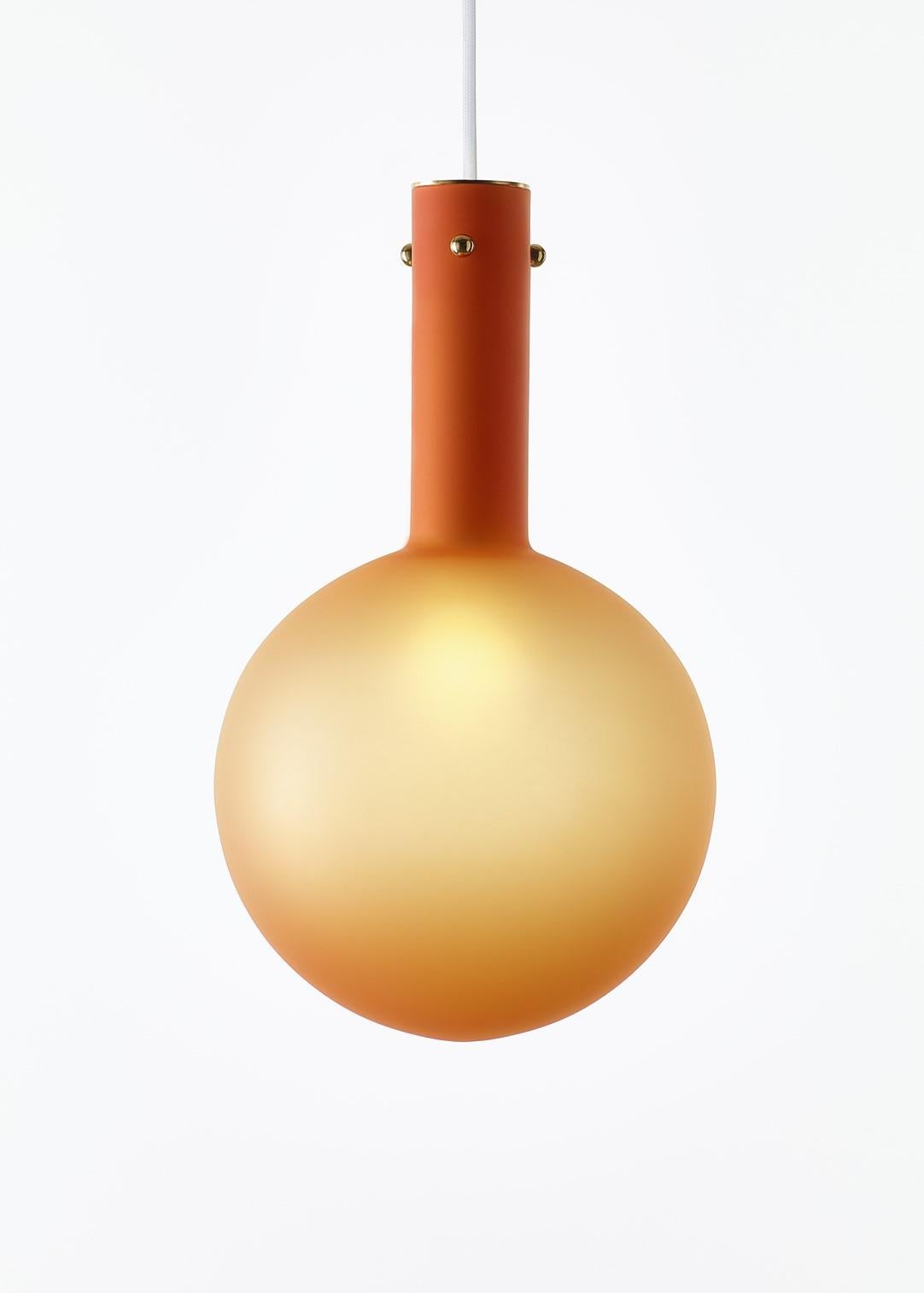 Modern Set of 2 Matte Orange Sphaerae Pendant Lights by Dechem Studio For Sale