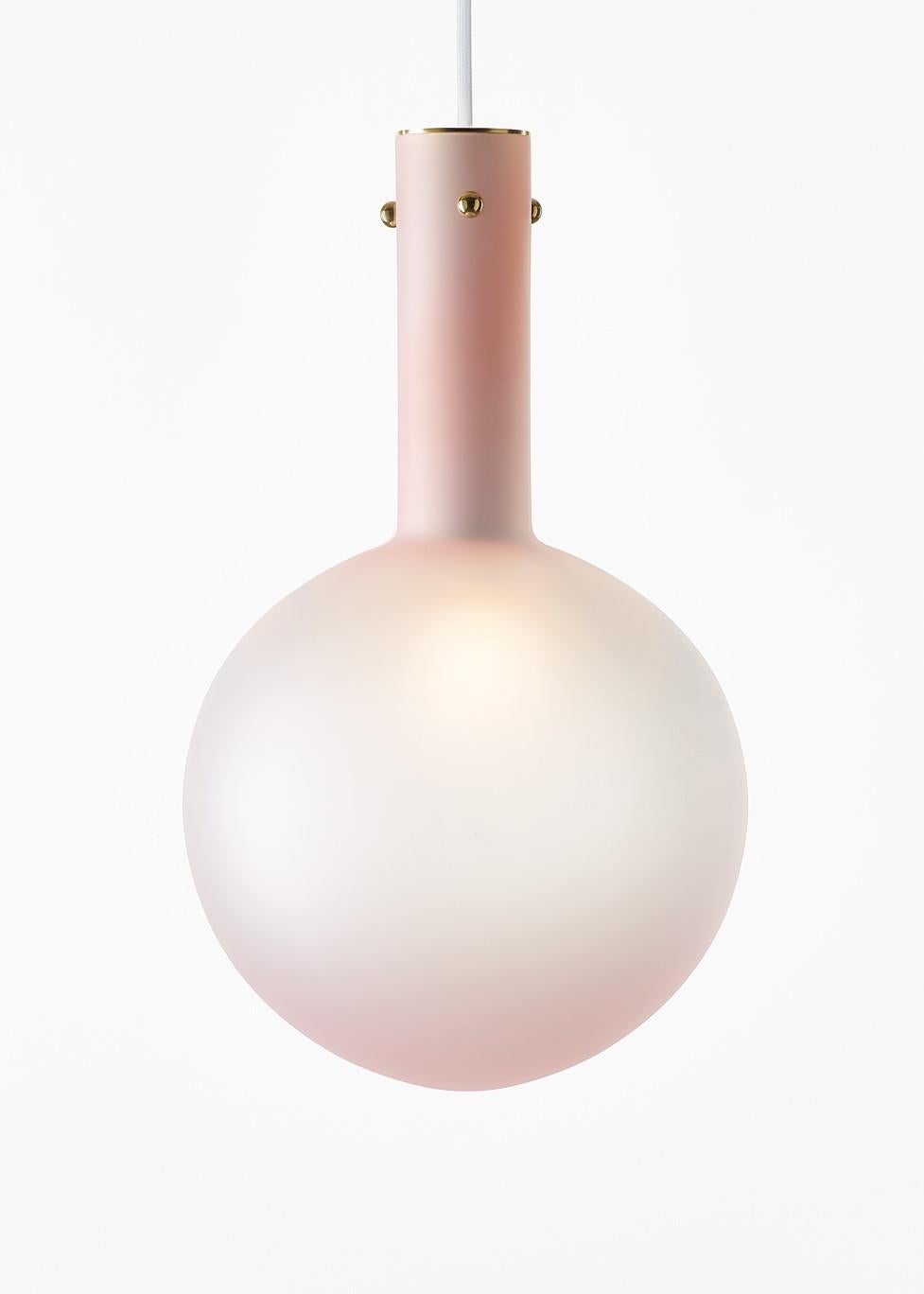 Modern Set of 2 Matte Pink Sphaerae Pendant Lights by Dechem Studio For Sale