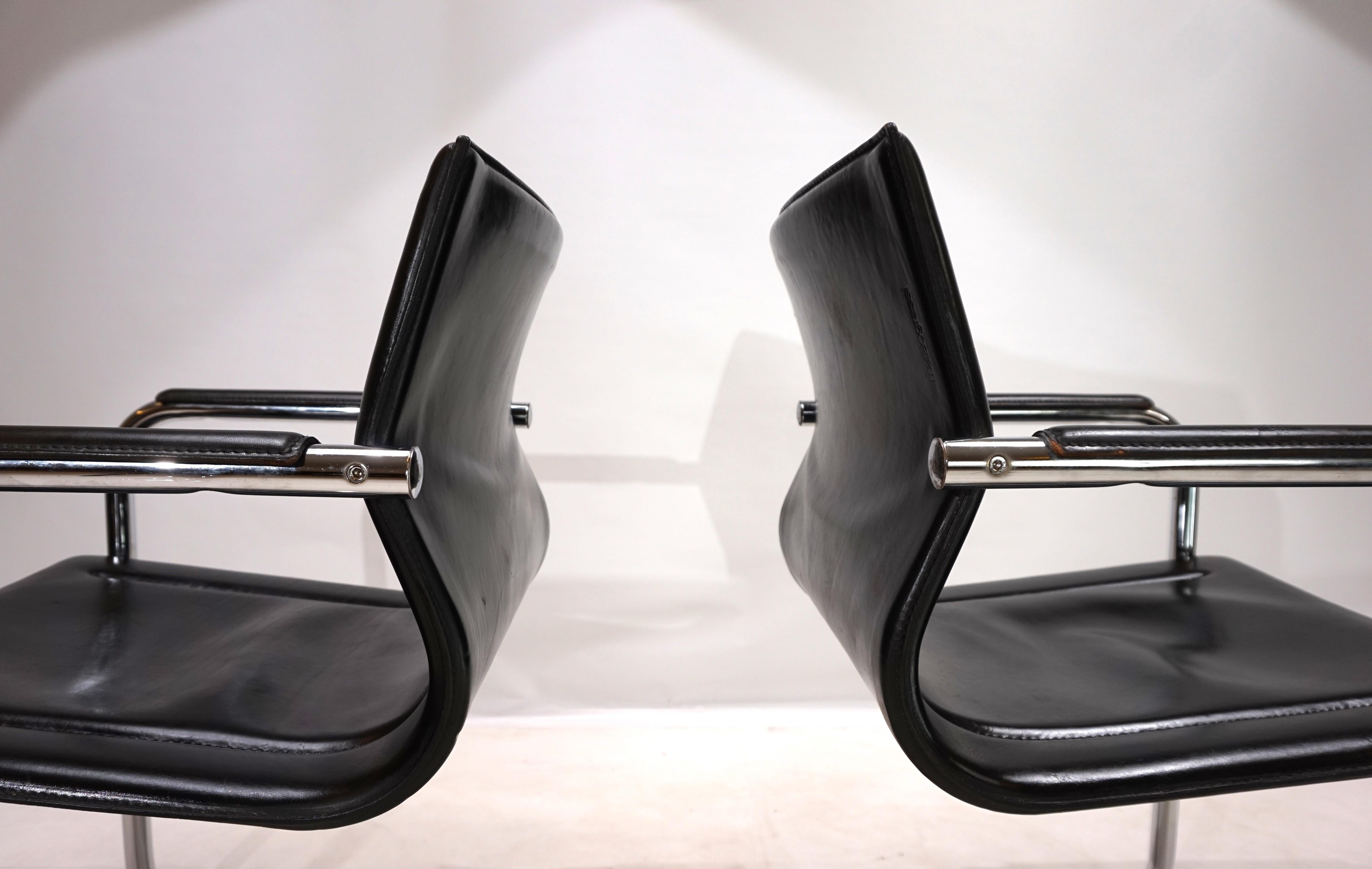 Leather Set of 2 Matteo Grassi MG dining chairs by Mart Stam