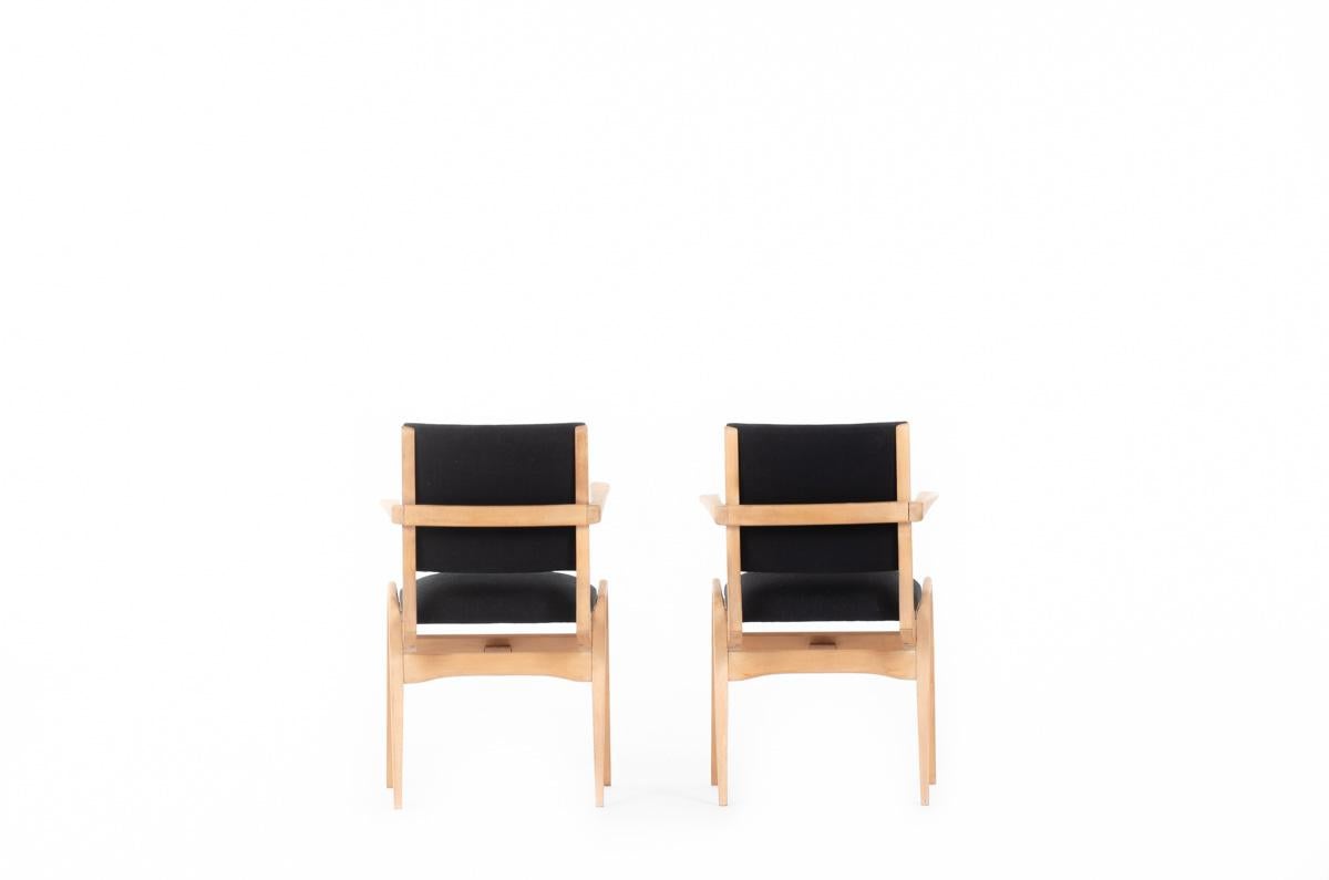 Set of 2 Maurice Pre Chairs, 1950 In Good Condition For Sale In JASSANS-RIOTTIER, FR