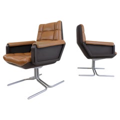 Set of 2 Mauser Seat 150 leather armchairs by Herbert Hirche