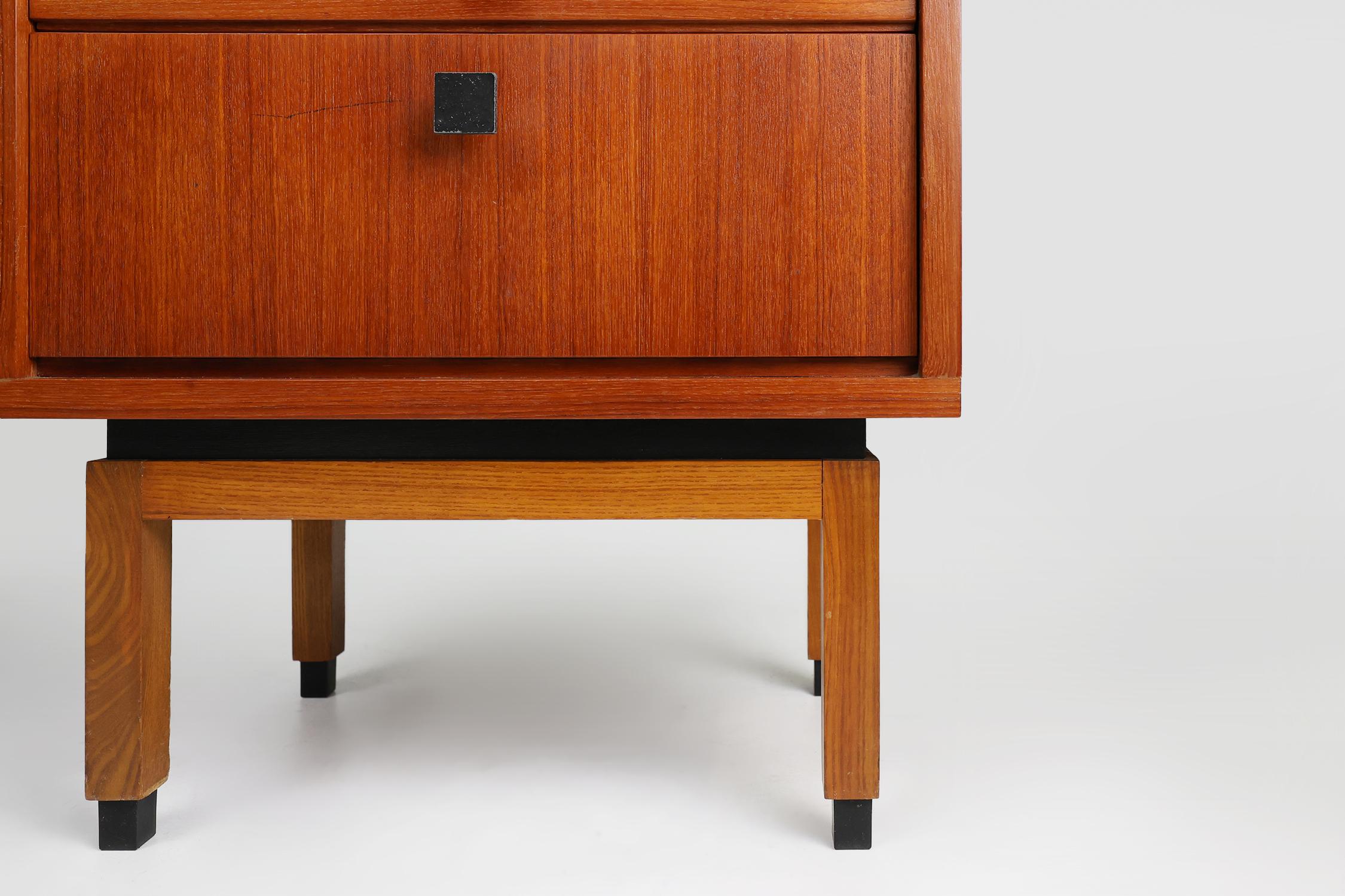 Set of 2 MdK mid-century teak wood nightstands ca. 1960 3