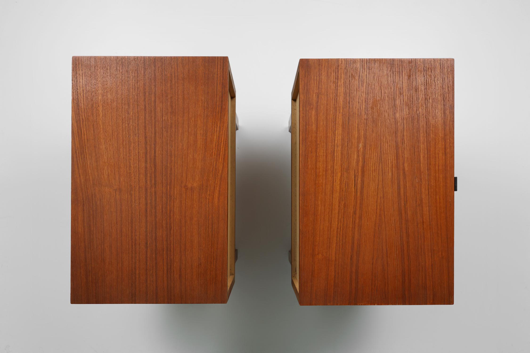 Set of 2 MdK mid-century teak wood nightstands ca. 1960 4