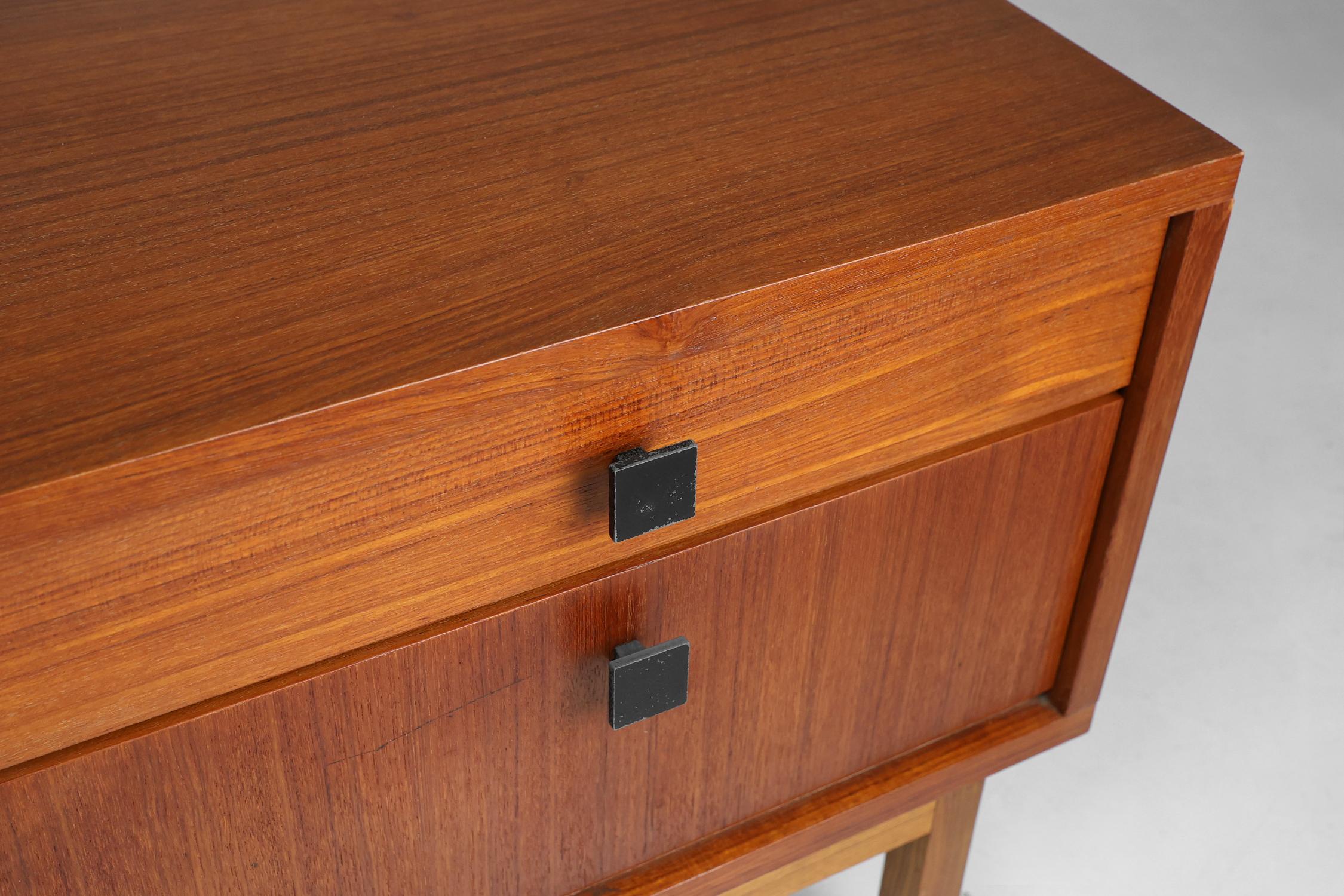 Set of 2 MdK mid-century teak wood nightstands ca. 1960 1