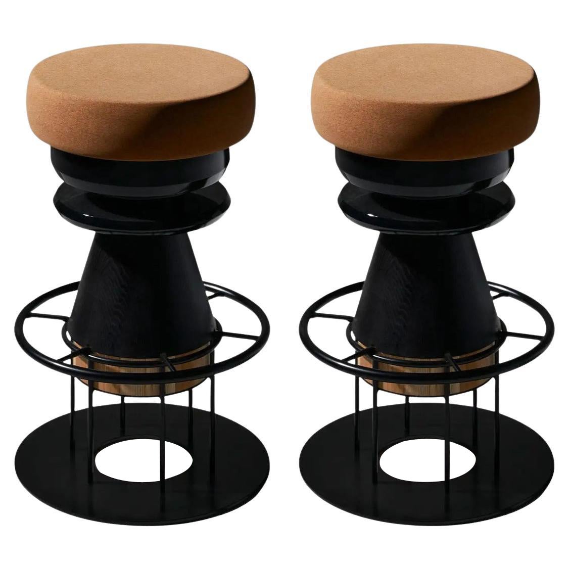 Juego de 2 taburetes medianos Tembo negro, Note Design Studio