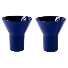 Set of 2 Medium Blue Ceramic KYO Vases by Mazo Design