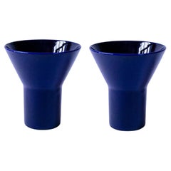 Ensemble de 2 vases KYO en céramique bleue de taille moyenne par Mazo Design