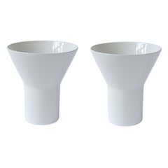 Set of 2 Medium White Ceramic KYO Vases by Mazo Design