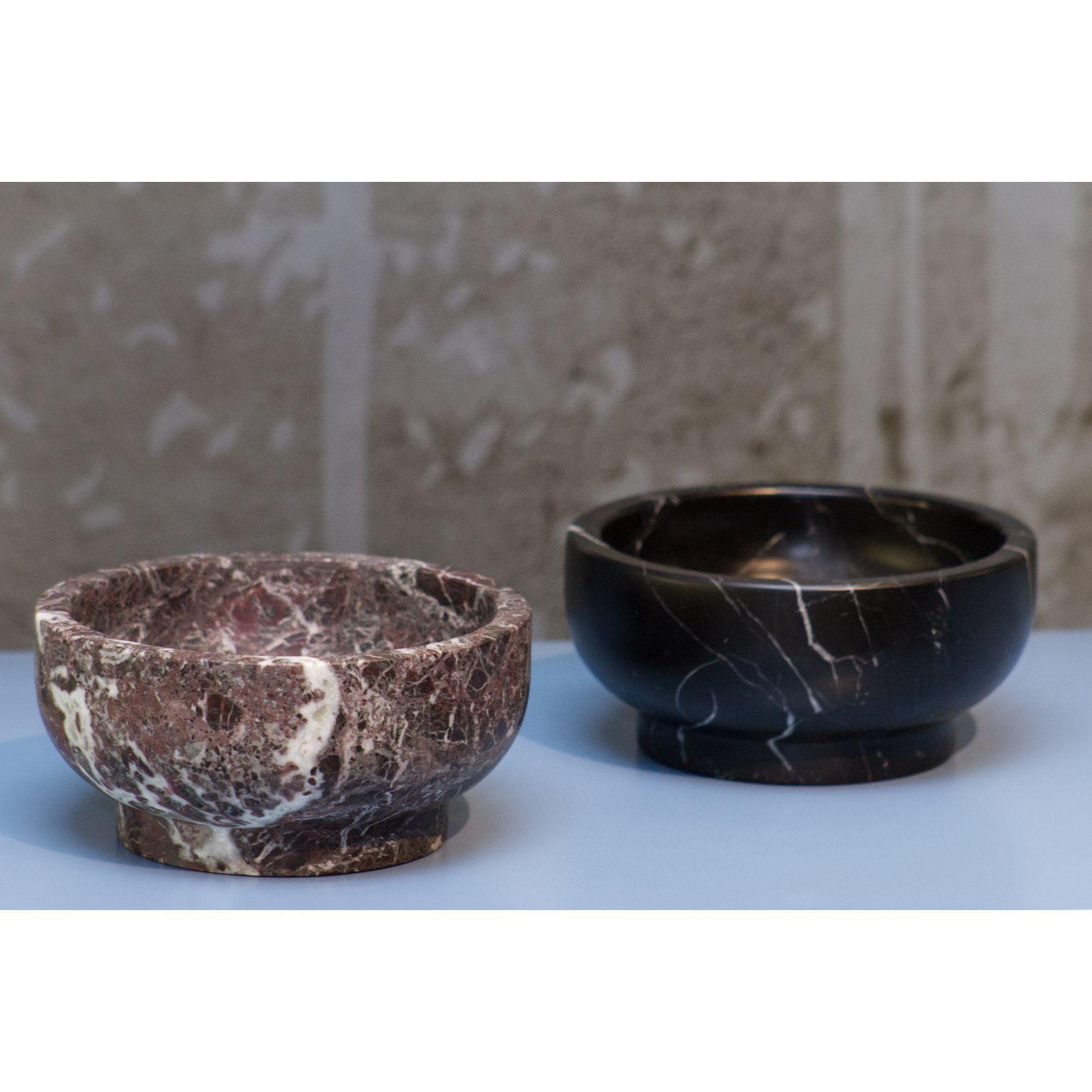 A set of 2 memory bowls - black & red by Cristoforo Trapani
Magnolia table collection
Dimensions: 17 x 8.5 cm
Materials: Rosso Levanto

Also available: Black (Nero Marquinia)

Contemporary chefs love to construct their culinary creations to